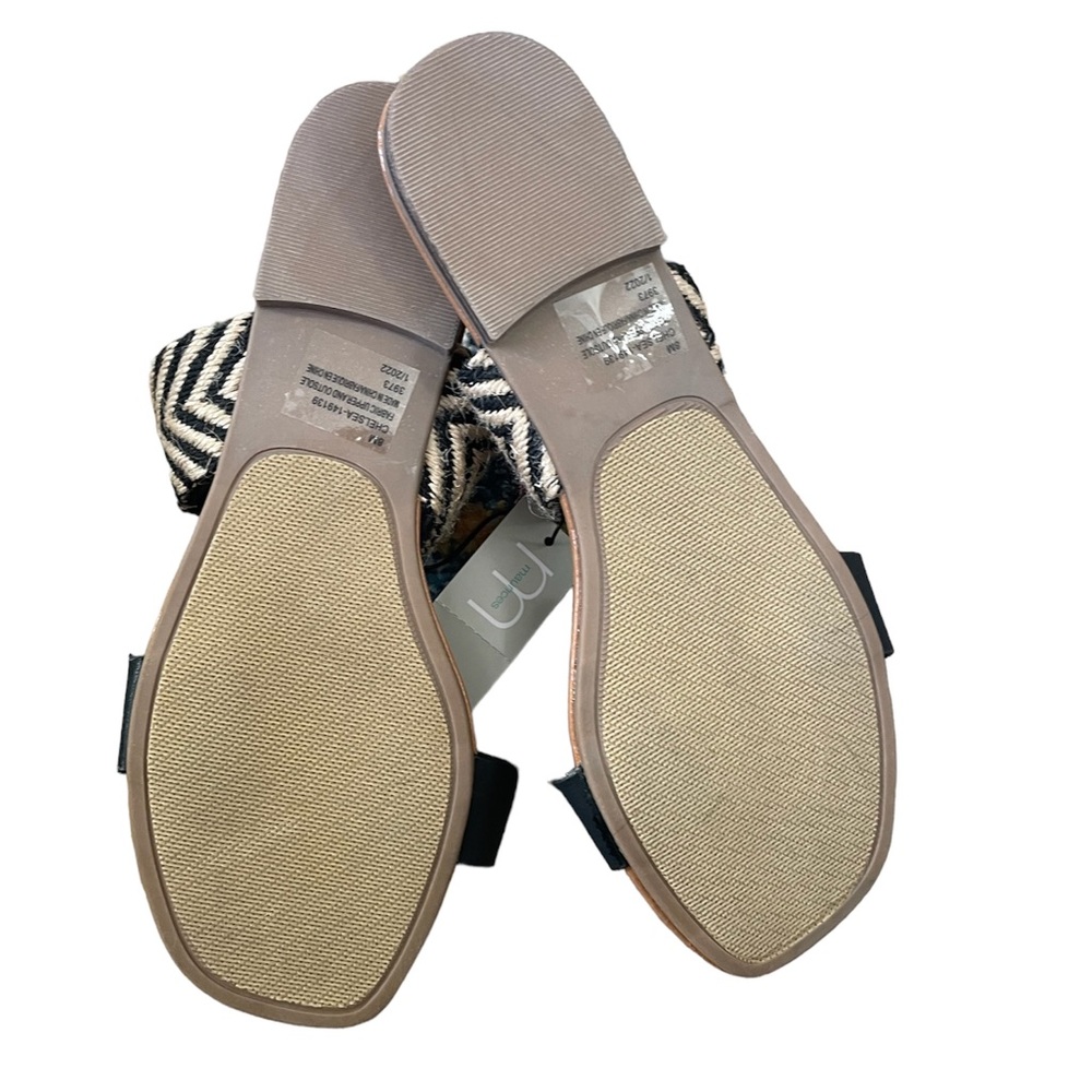 Chelsea Black Striped Weave Strap Sandals - Picture 5 of 7